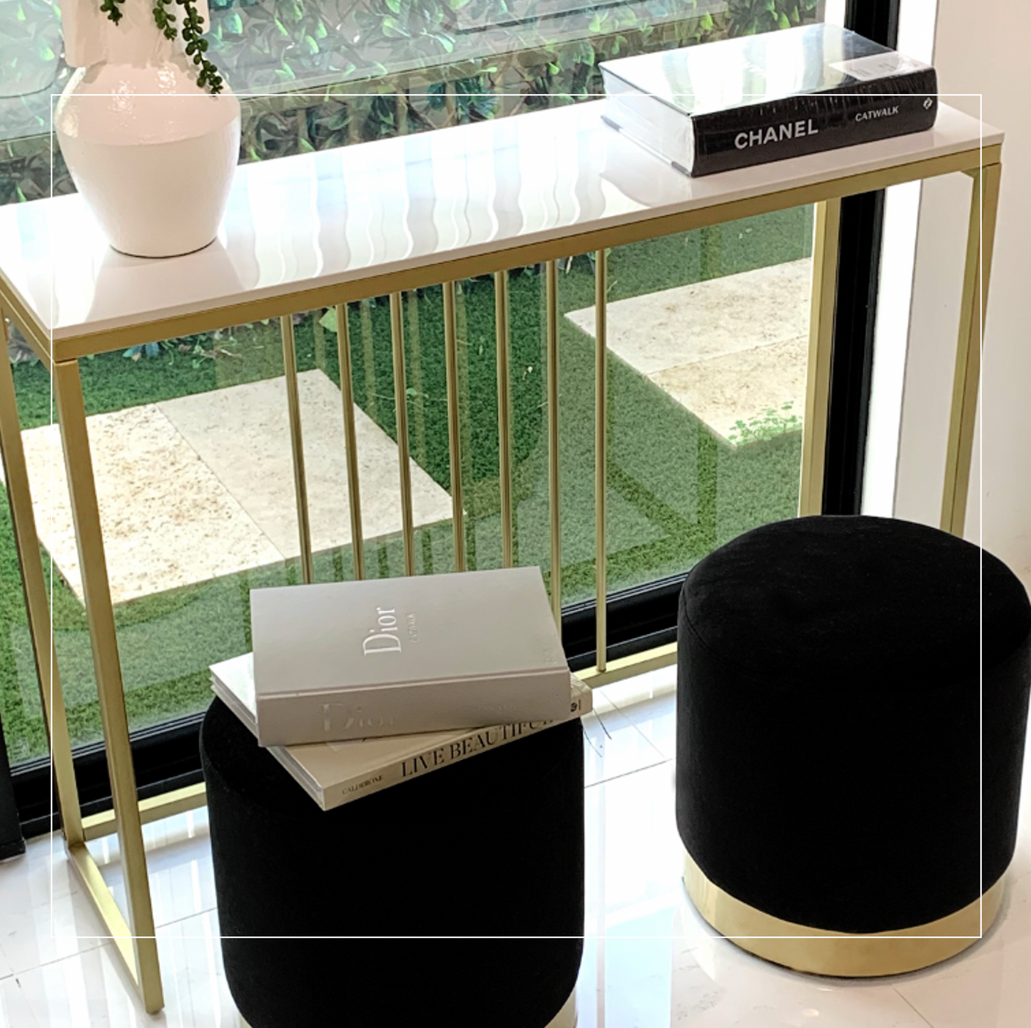 Marble and Gold Stone Console