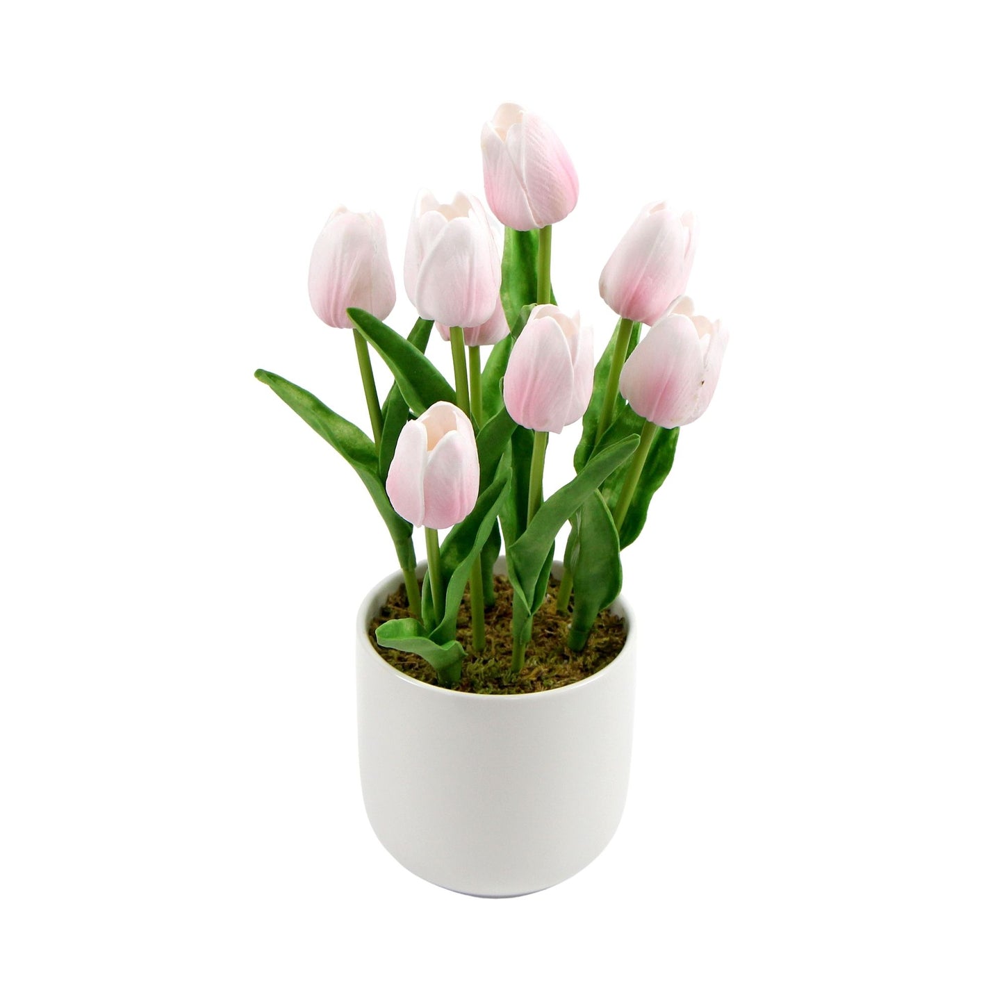 35cm Artificial Pink Tulips with Ceramic Bowl 35cm