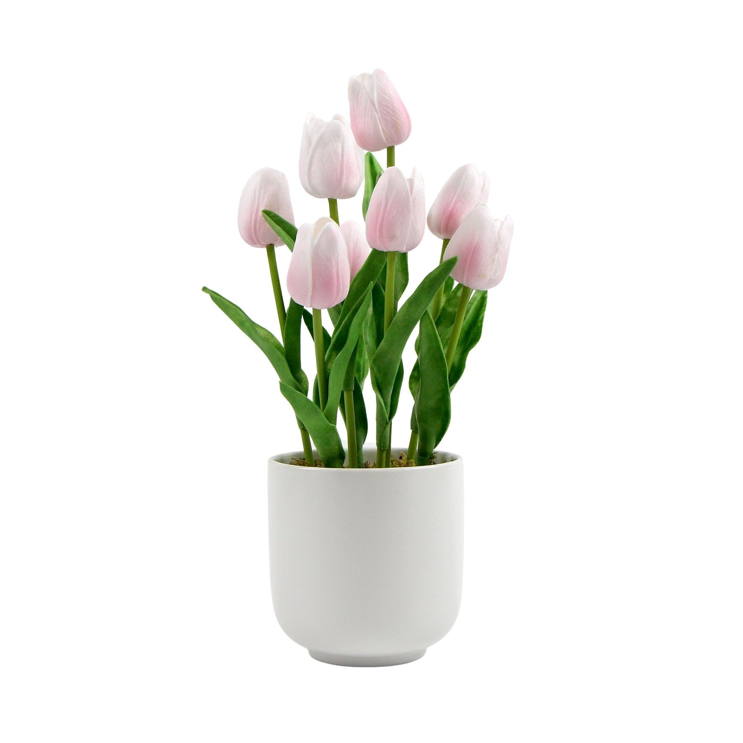 35cm Artificial Pink Tulips with Ceramic Bowl 35cm