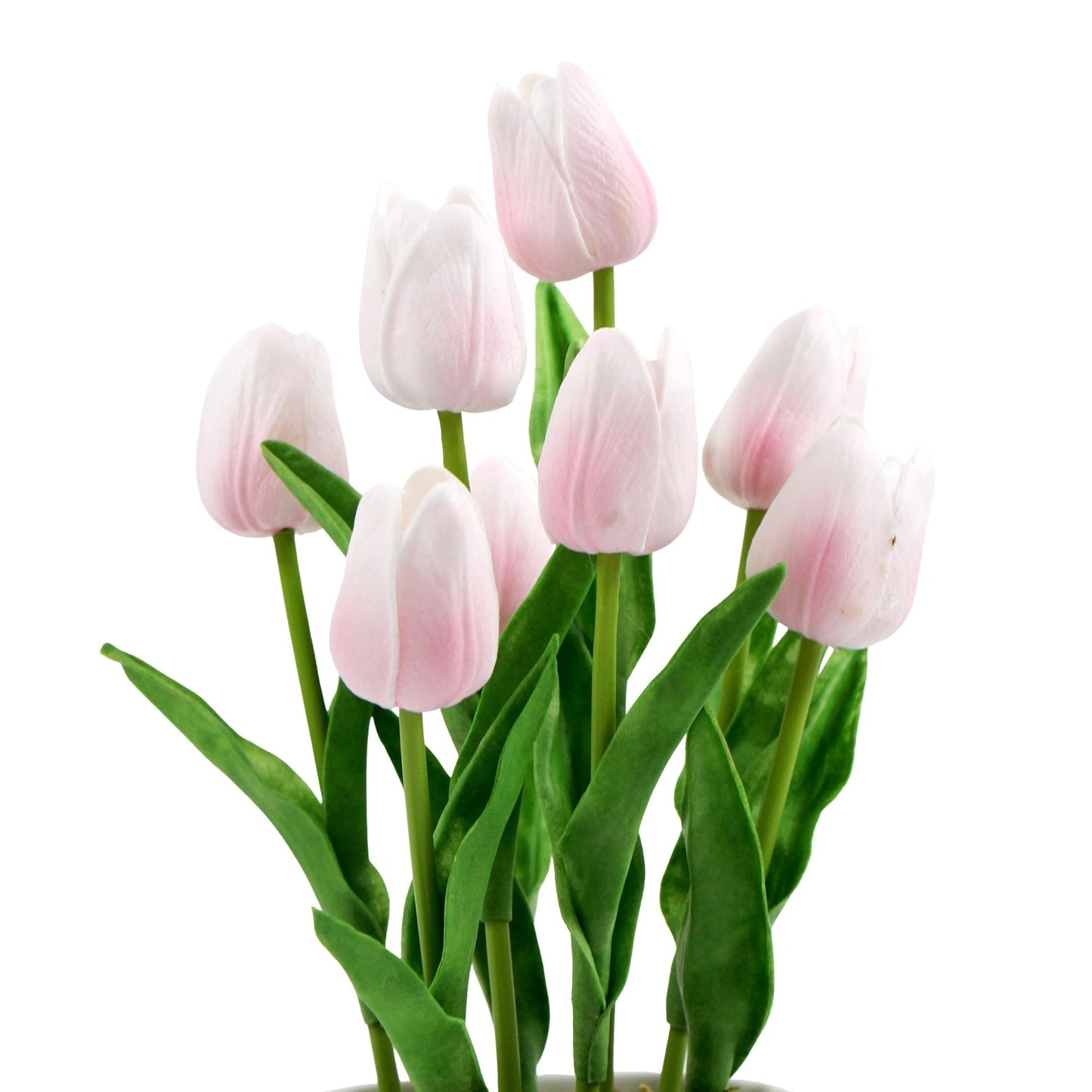 35cm Artificial Pink Tulips with Ceramic Bowl 35cm
