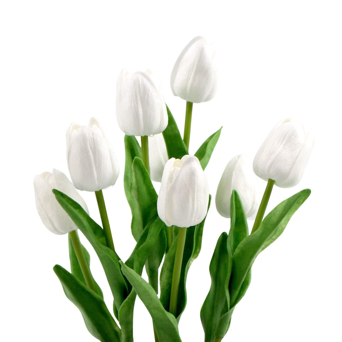 35cm Artificial White Tulips with Ceramic Bowl 35cm
