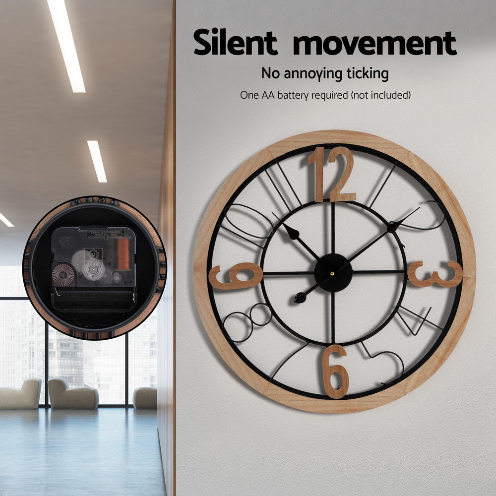 Artiss 60CM Wooden Wall Clock