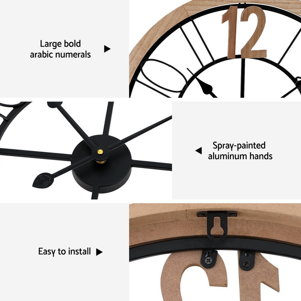 Artiss 60CM Wooden Wall Clock