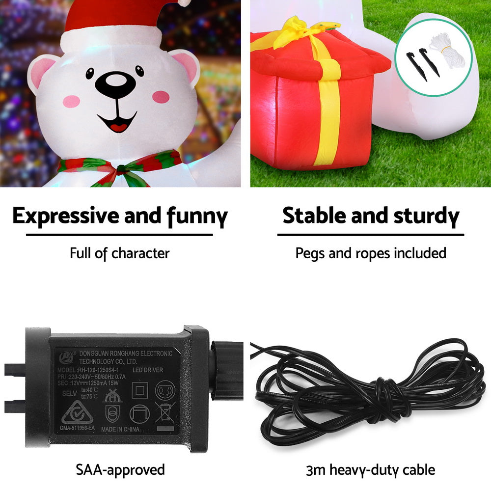 Jingle Jollys 1.8M Christmas Inflatable Bear