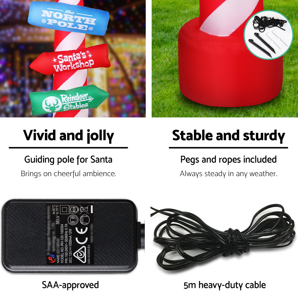 Jingle Jollys 2.4m Christmas Inflatable Candy Pole