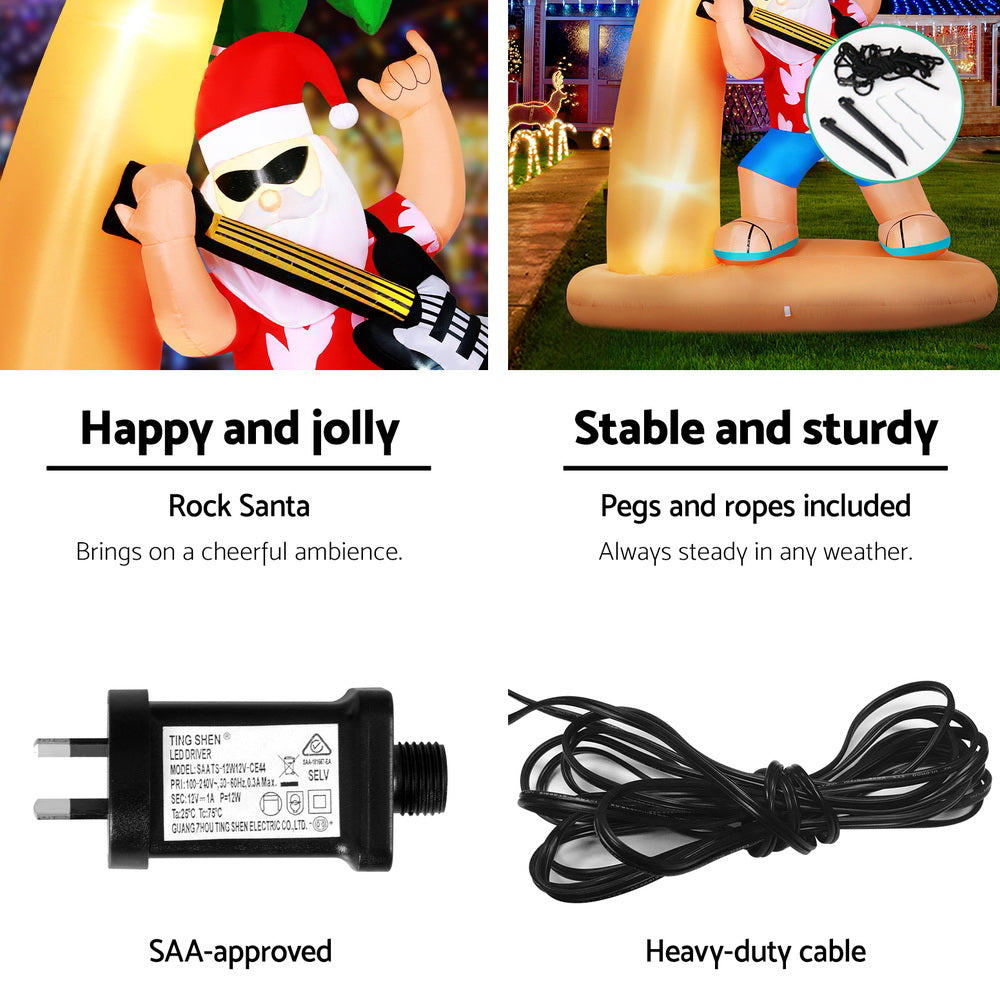 Jingle Jollys 2.1M Christmas Inflatable Santa with Guitar