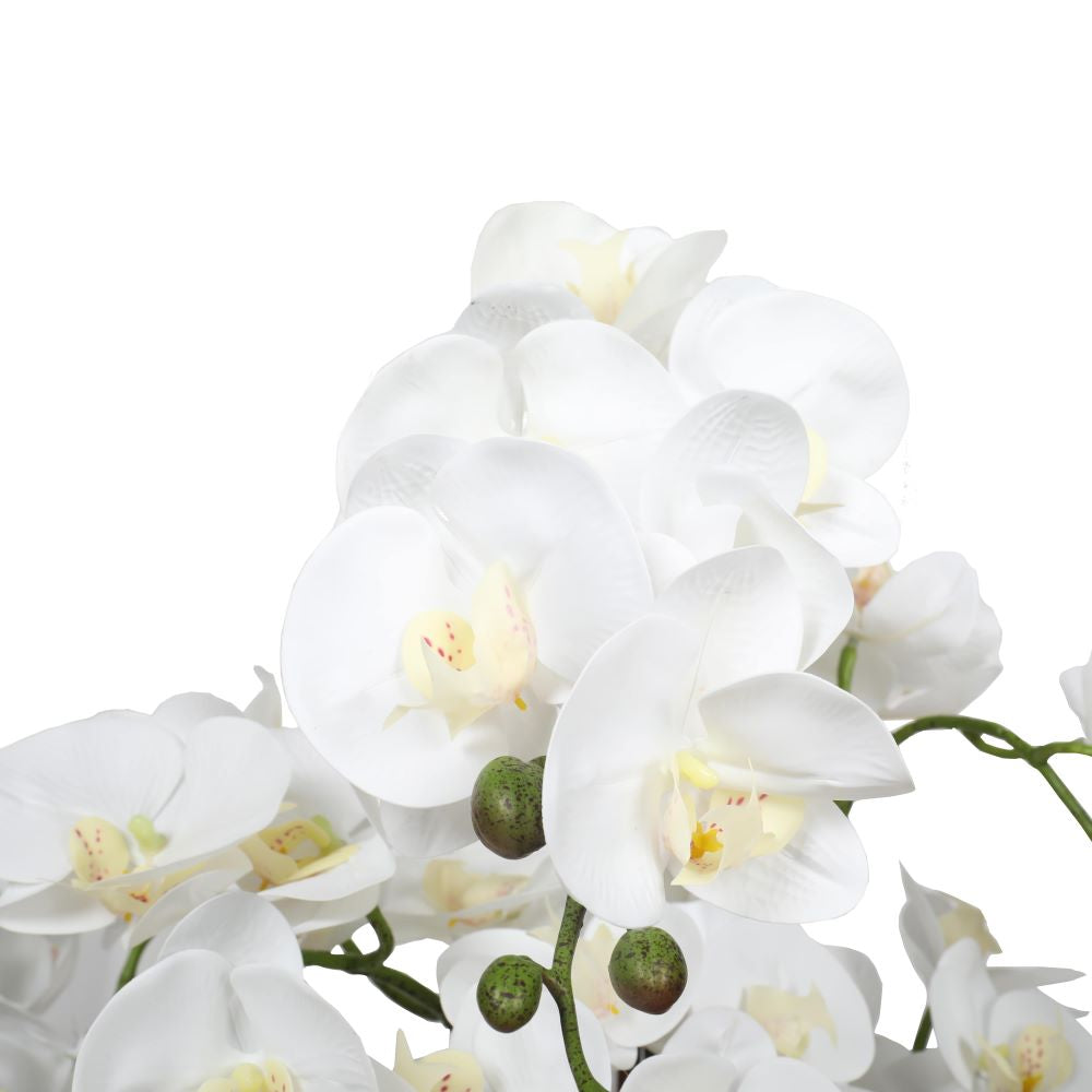 65cm Large Multi-Stem White Potted Faux Orchid