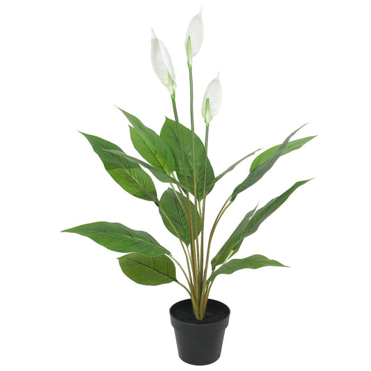 95cm Artificial Flowering White Peace Lily