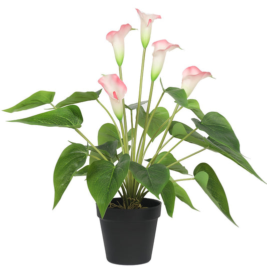 50cm Artificial Flowering White & Pink Peace Lily