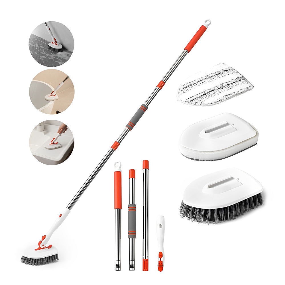 CLEANFOK 3 in 1 Tile Tub Scrubber Brush - Extendable Long Handle with Adjustable Angles_1