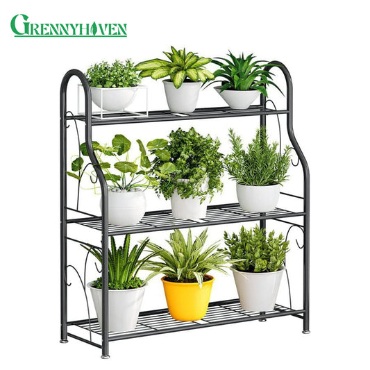 GREENHAVEN 3 Tier Metal Plant Stand - Sturdy Display Rack for Indoor and Outdoor Use_0