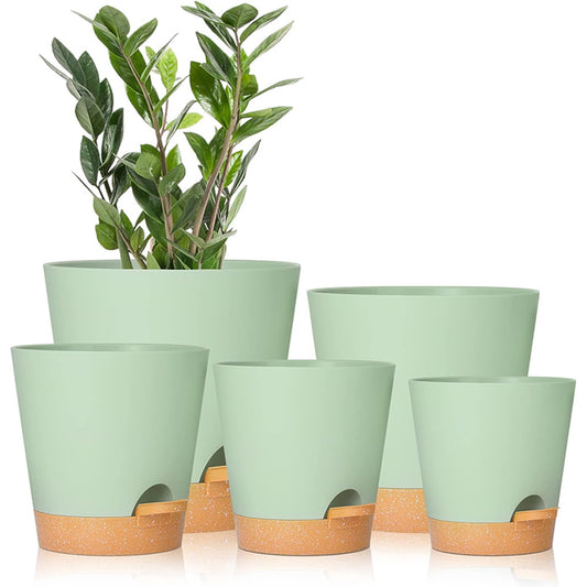 GREENHAVEN Self Watering Planters with Drainage Hole - Set of 5_0
