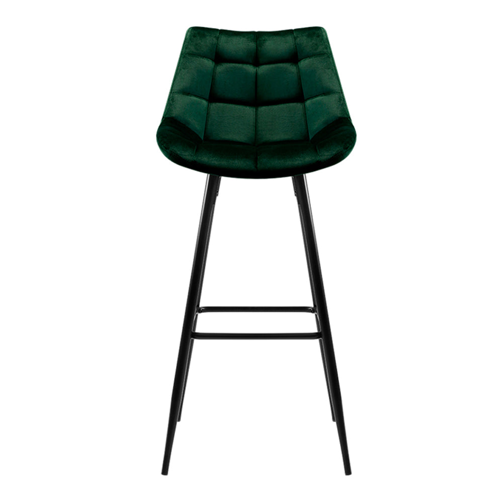 Artiss 2x Bar Stools Velvet Chairs Green