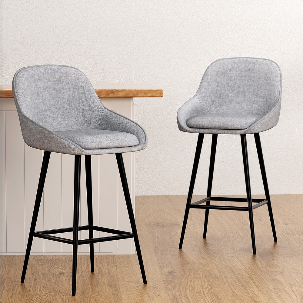 Artiss Arugmi Set of 2 Grey Upholstered Bar Stools