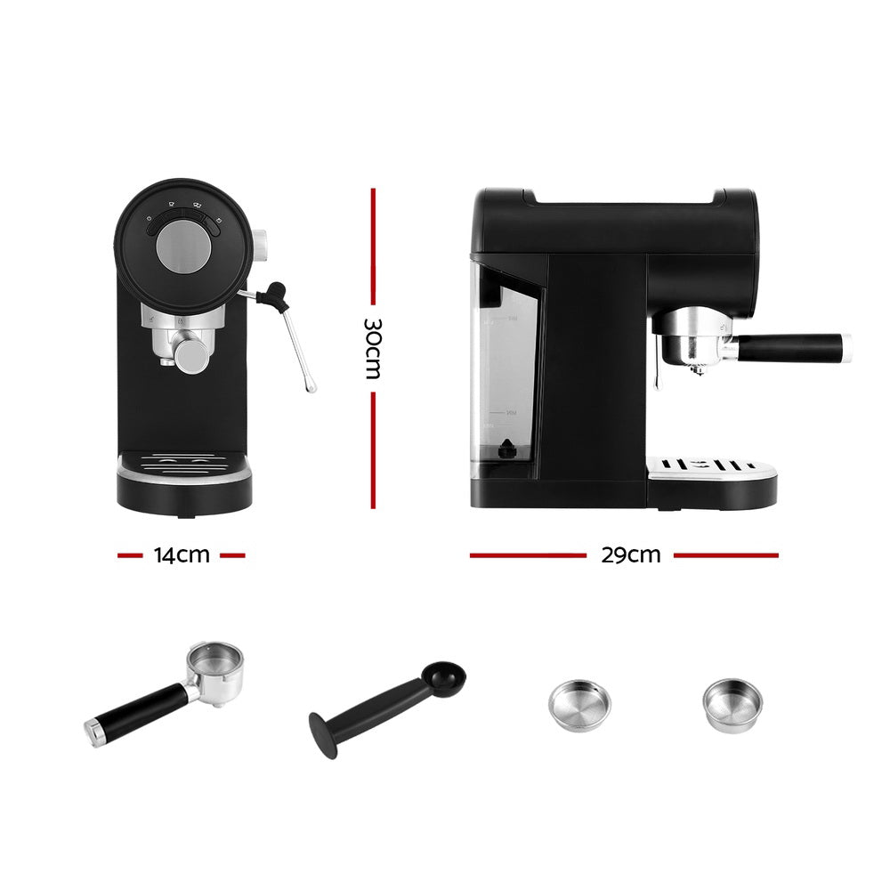 Devanti 20 Bar Black Coffee Machine