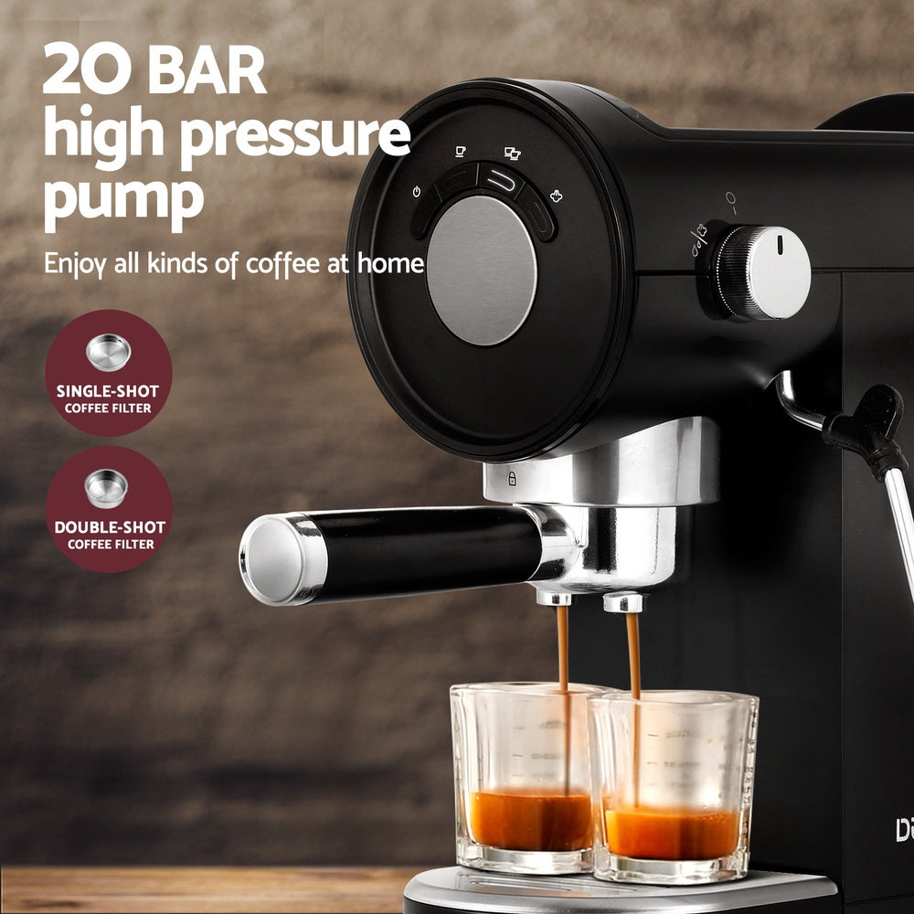 Devanti 20 Bar Black Coffee Machine