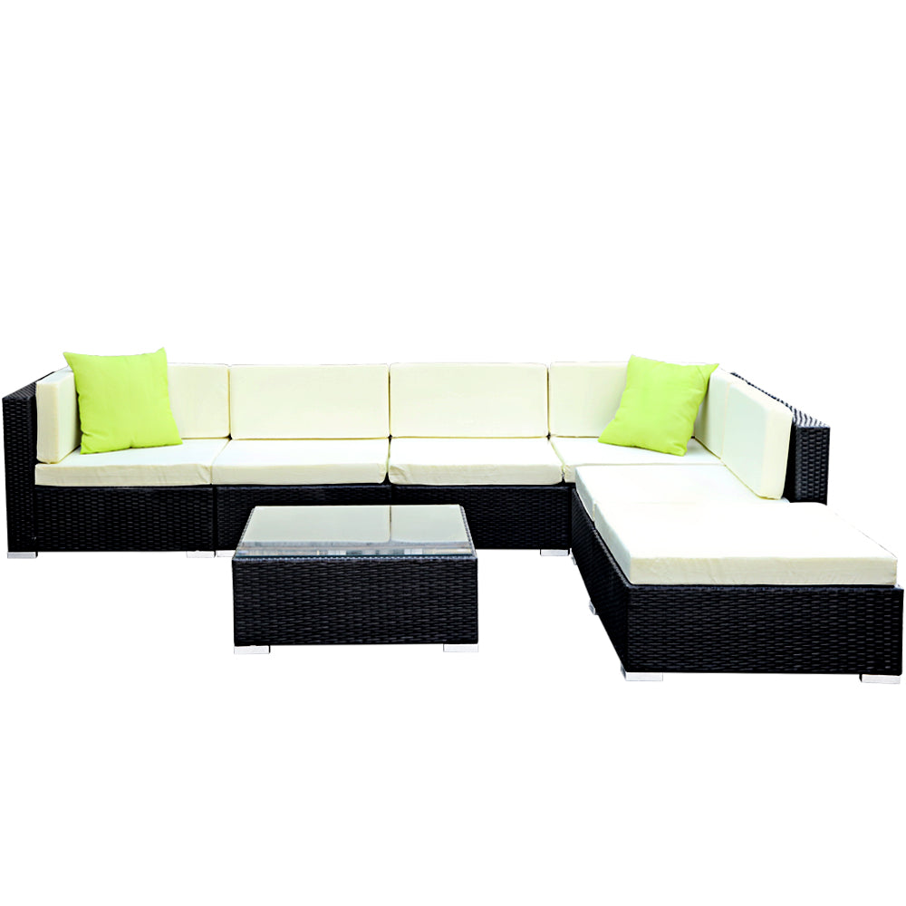 Gardeon 7-Piece Outdoor Wicker Sofa Set with Cover