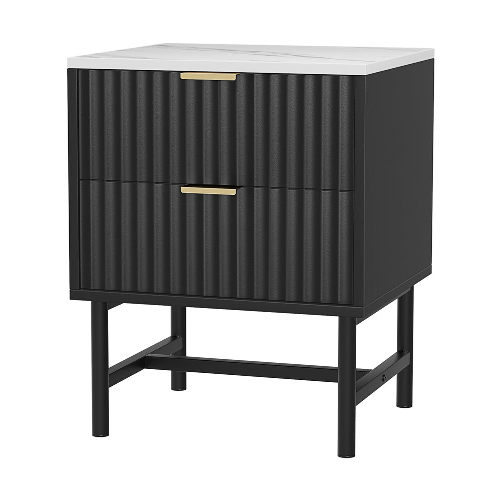 Artiss Black Bedside Table 2 Drawers