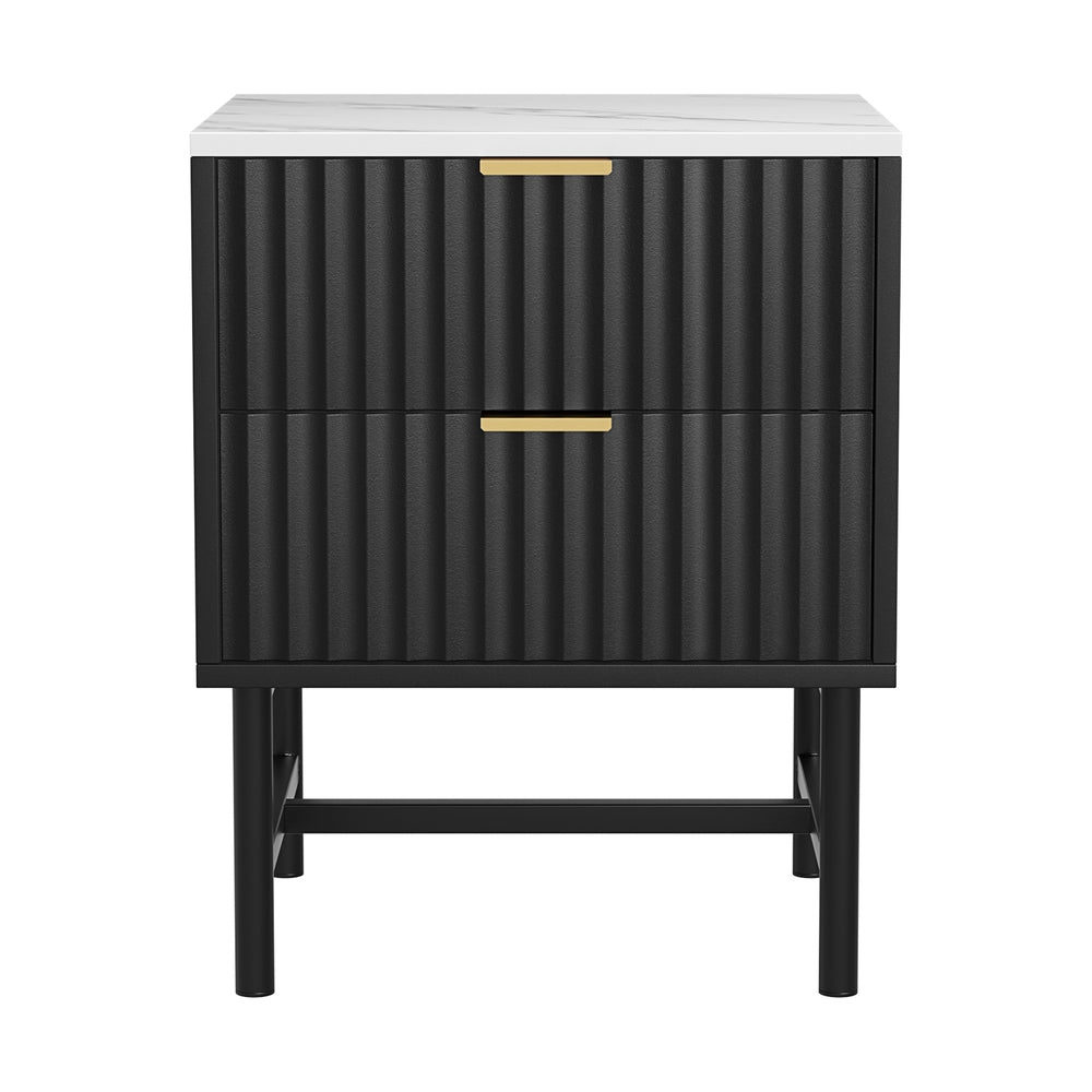 Artiss Black Bedside Table 2 Drawers