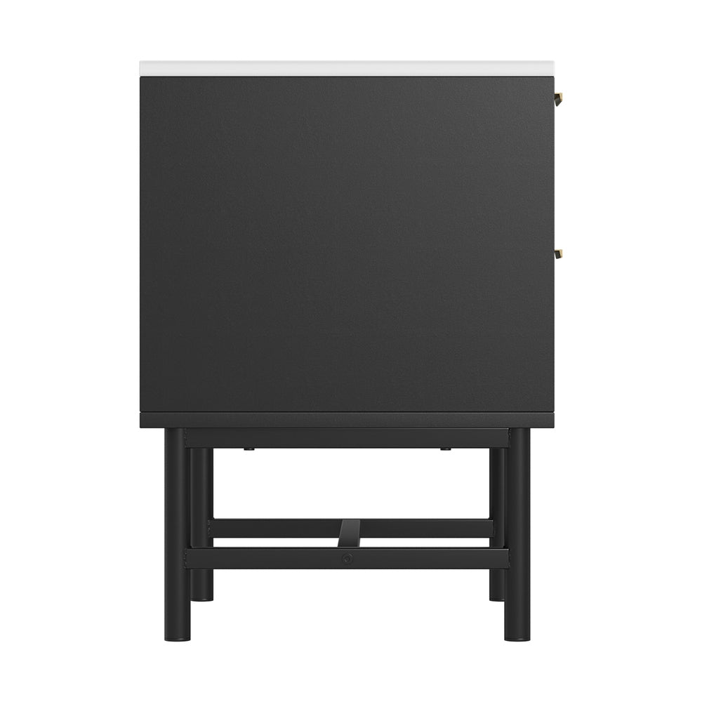 Artiss Black Bedside Table 2 Drawers