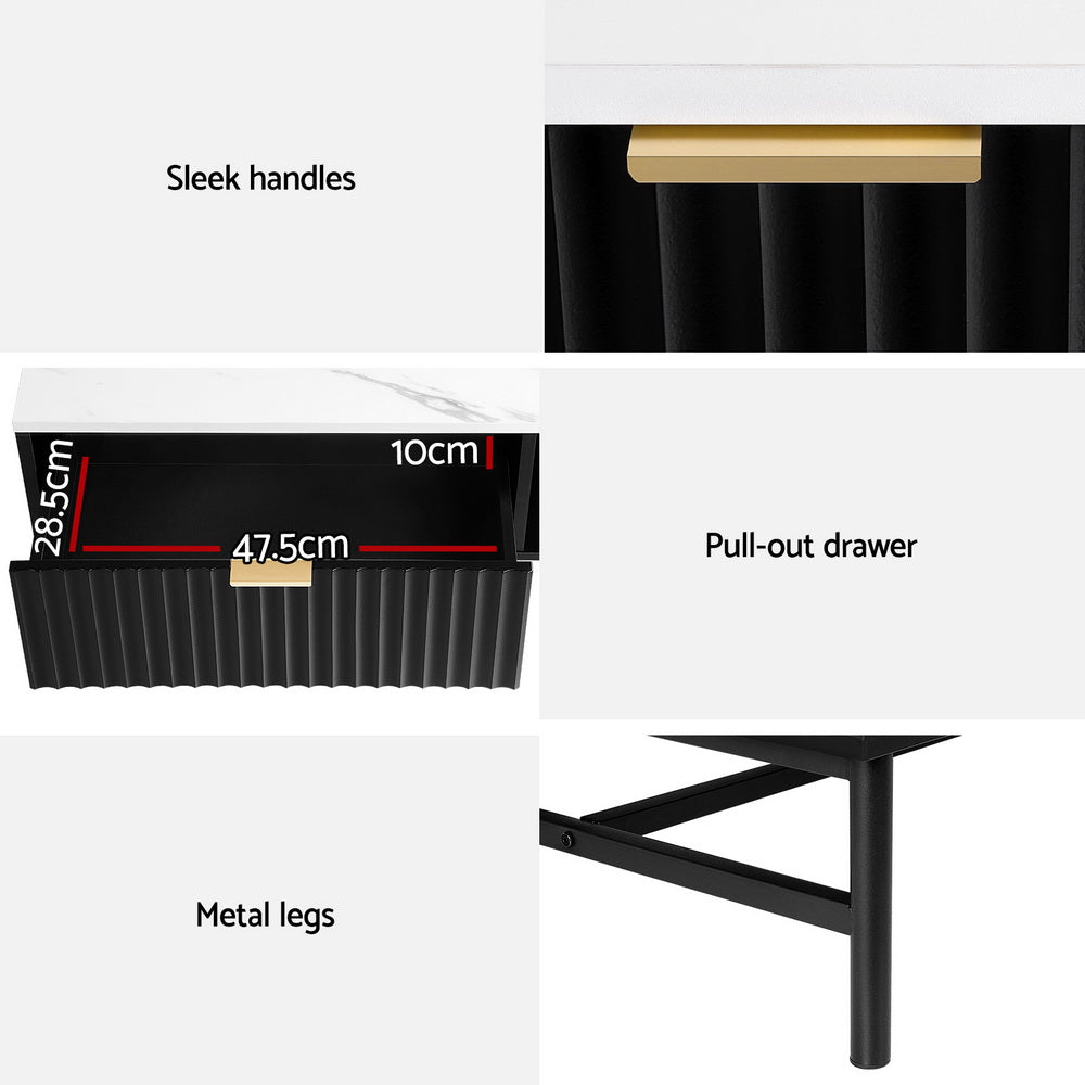 Artiss Coffee Table Drawer Storage Shelf Black