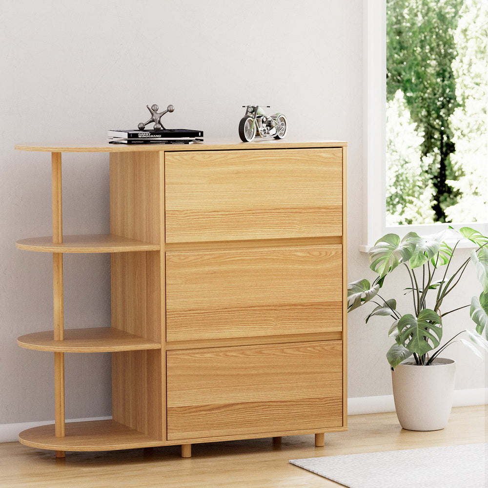 Pine Chest of  Drawers with Storage Shelves