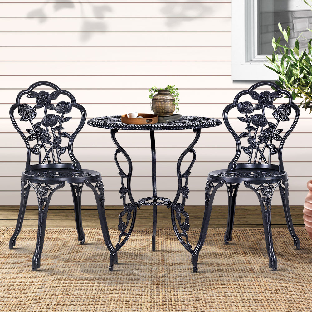 Gardeon Black 3 Piece Bistro Set