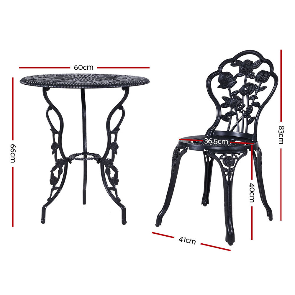 Gardeon Black 3 Piece Bistro Set