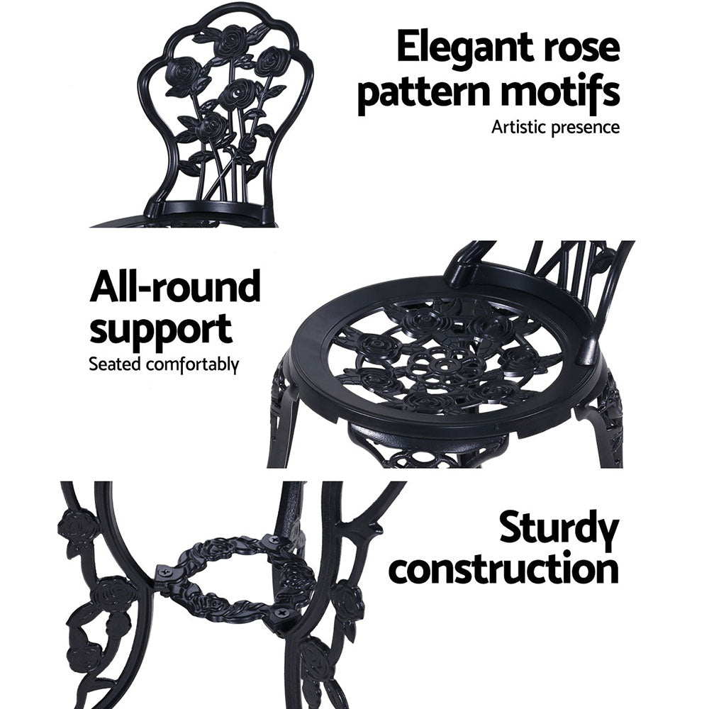 Gardeon Black 3 Piece Bistro Set