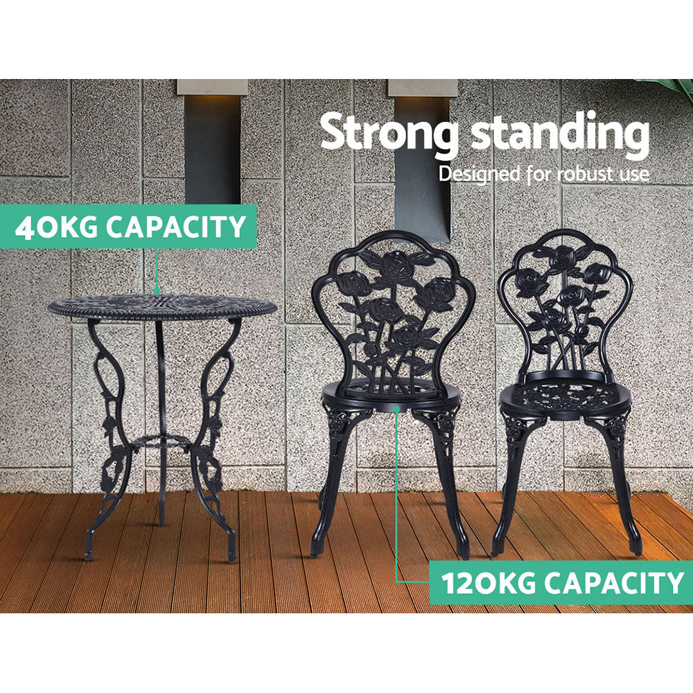 Gardeon Black 3 Piece Bistro Set