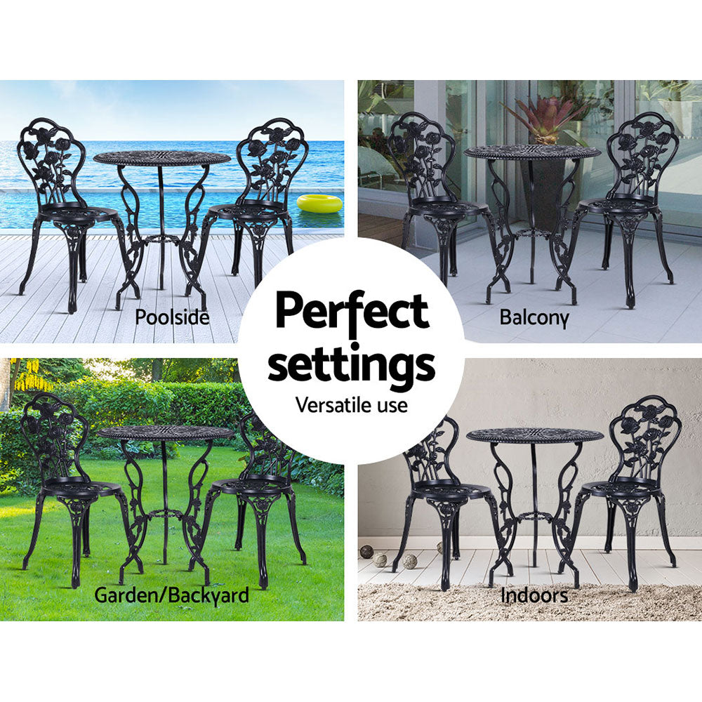 Gardeon Black 3 Piece Bistro Set