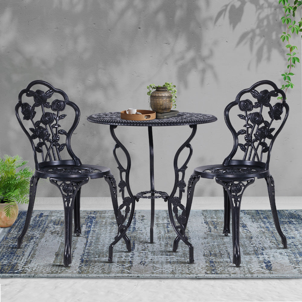 Gardeon Black 3 Piece Bistro Set