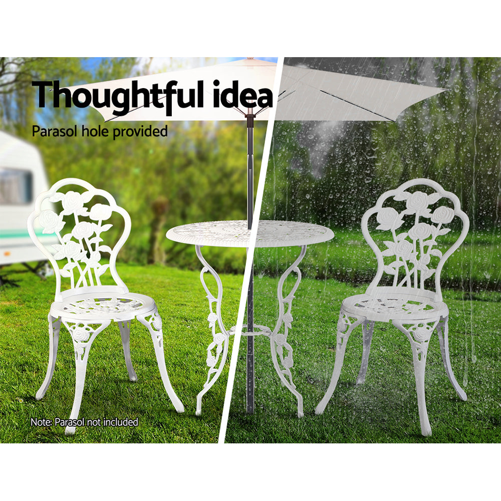 Gardeon White 3 Piece Bistro Set