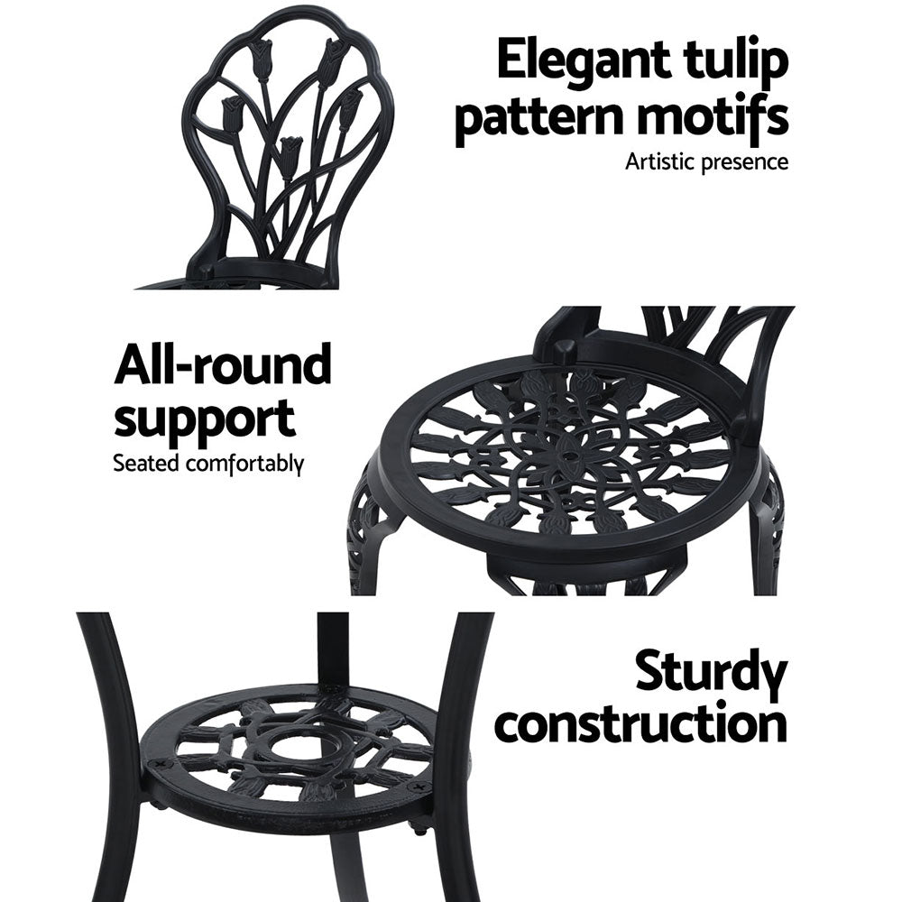 Gardeon Garden Black 3 Piece Bistro Set