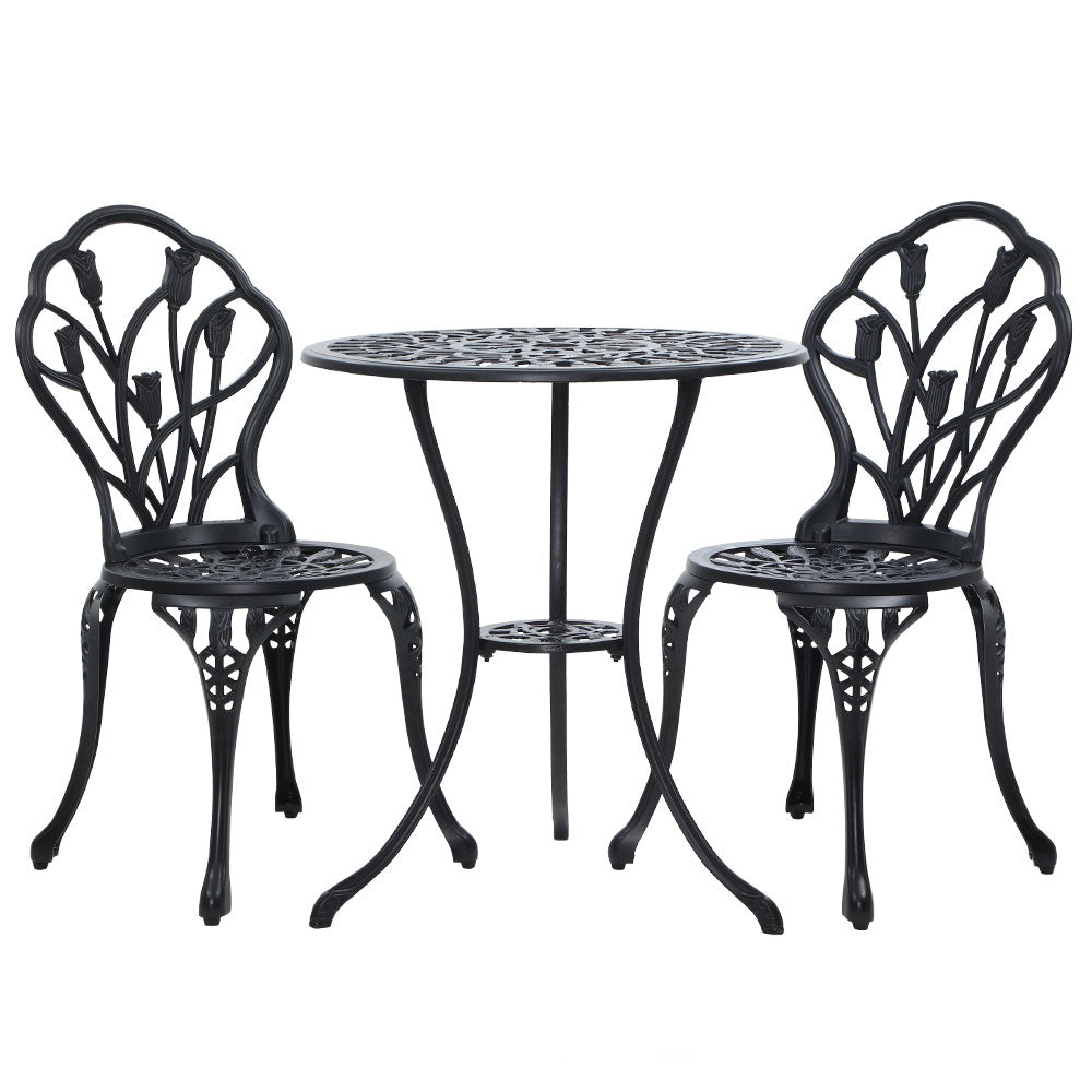 Gardeon Garden Black 3 Piece Bistro Set