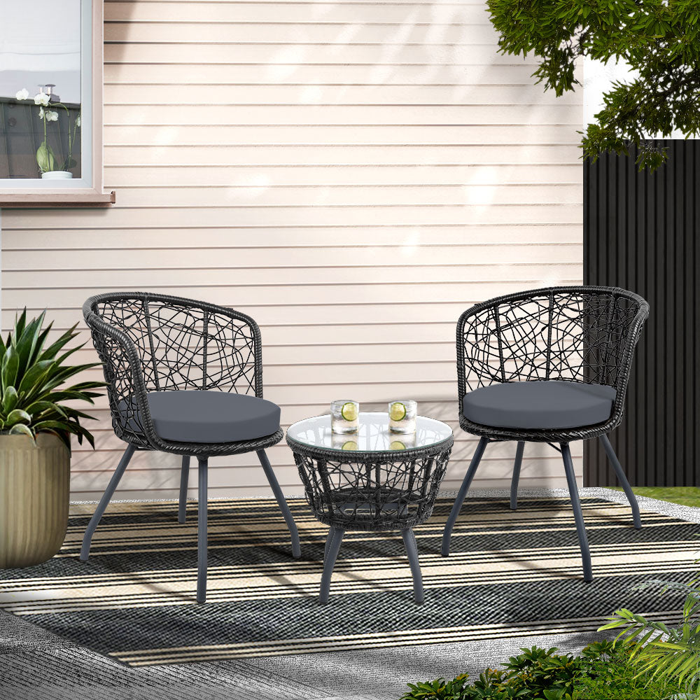 Gardeon Black 3 Piece Bistro Set