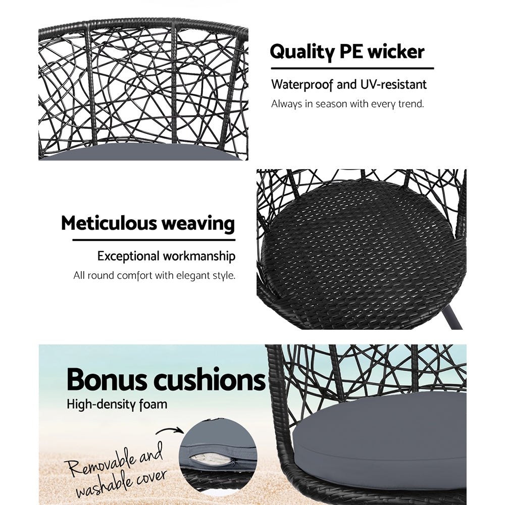 Gardeon Black 3 Piece Bistro Set