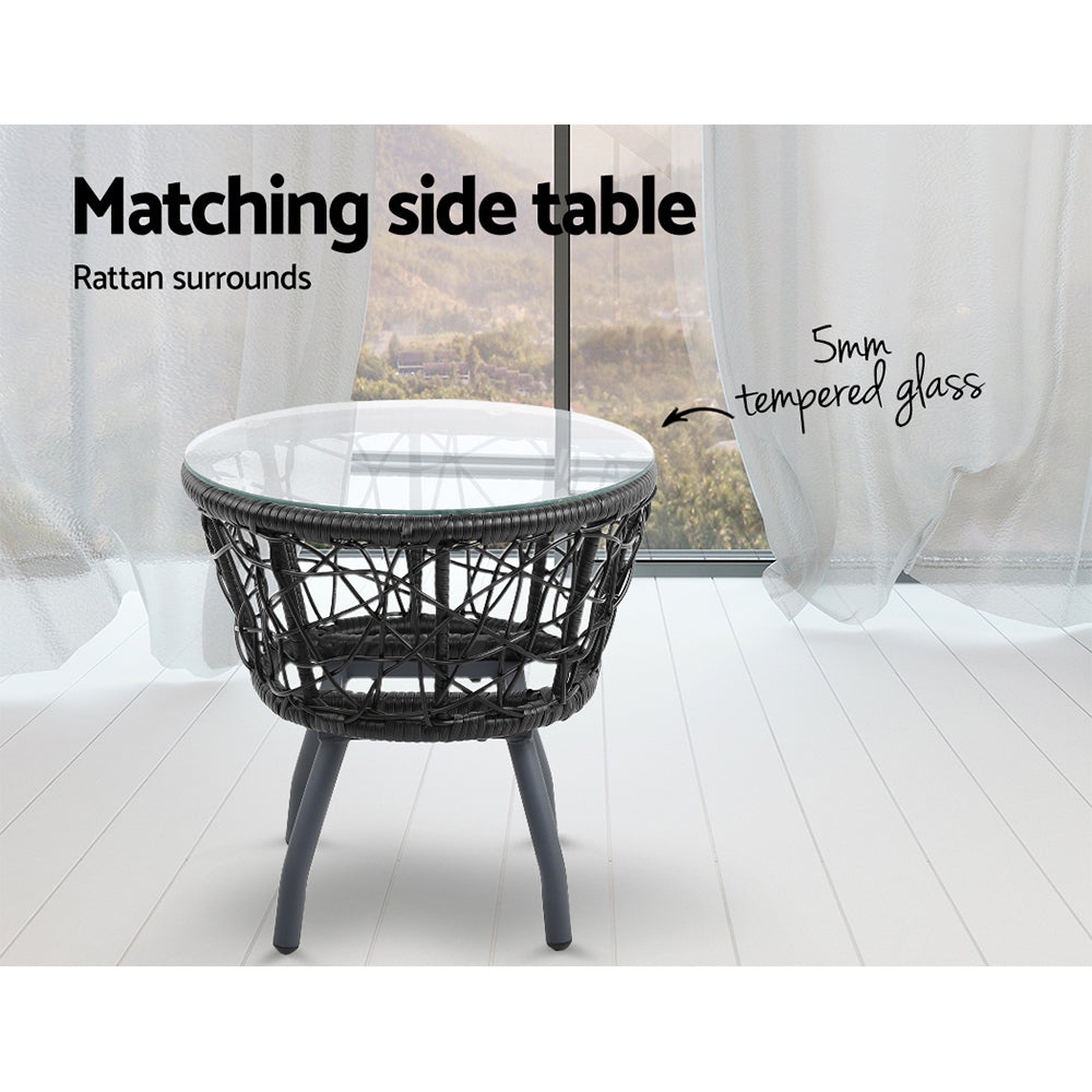 Gardeon Black 3 Piece Bistro Set