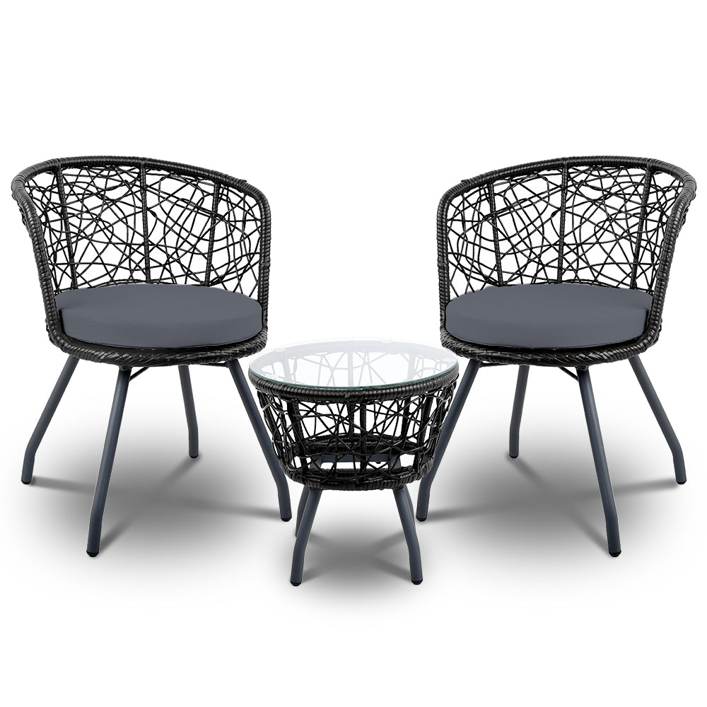 Gardeon Black 3 Piece Bistro Set