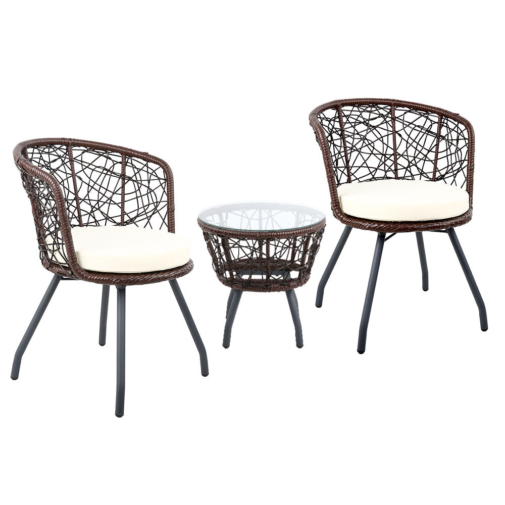 Gardeon Brown 3 Piece Bistro Set