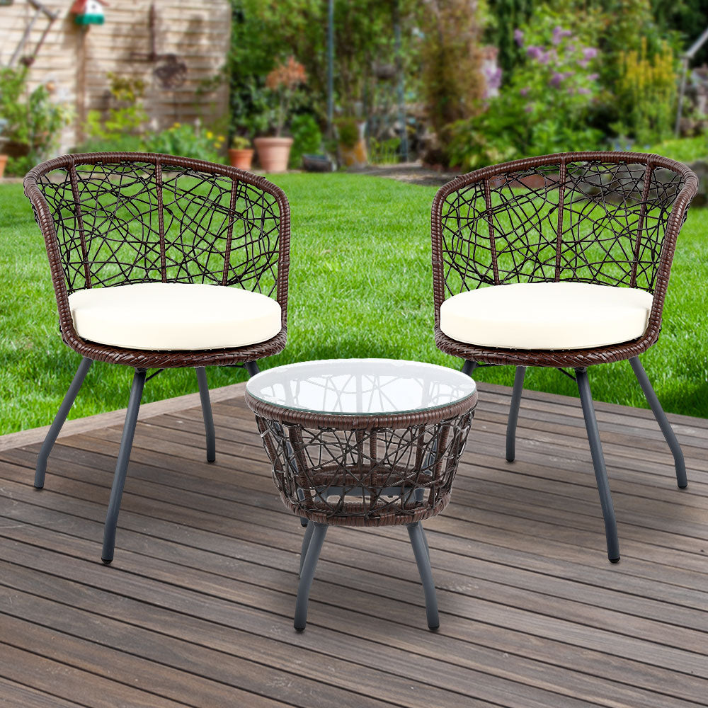 Gardeon Brown 3 Piece Bistro Set