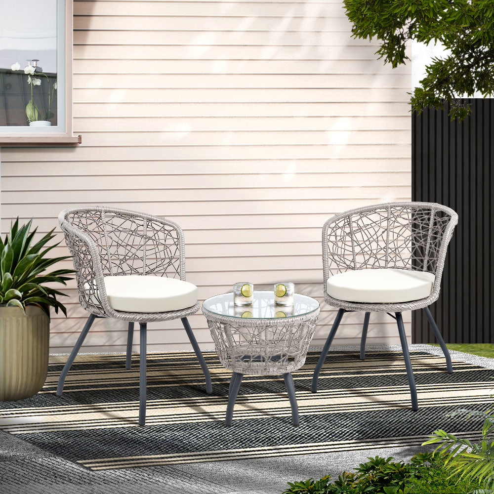 Gardeon Grey 3 Piece Bistro Set