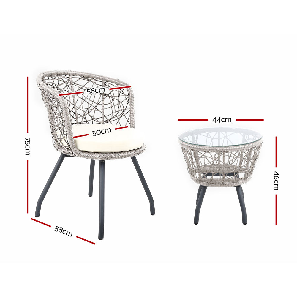 Gardeon Grey 3 Piece Bistro Set