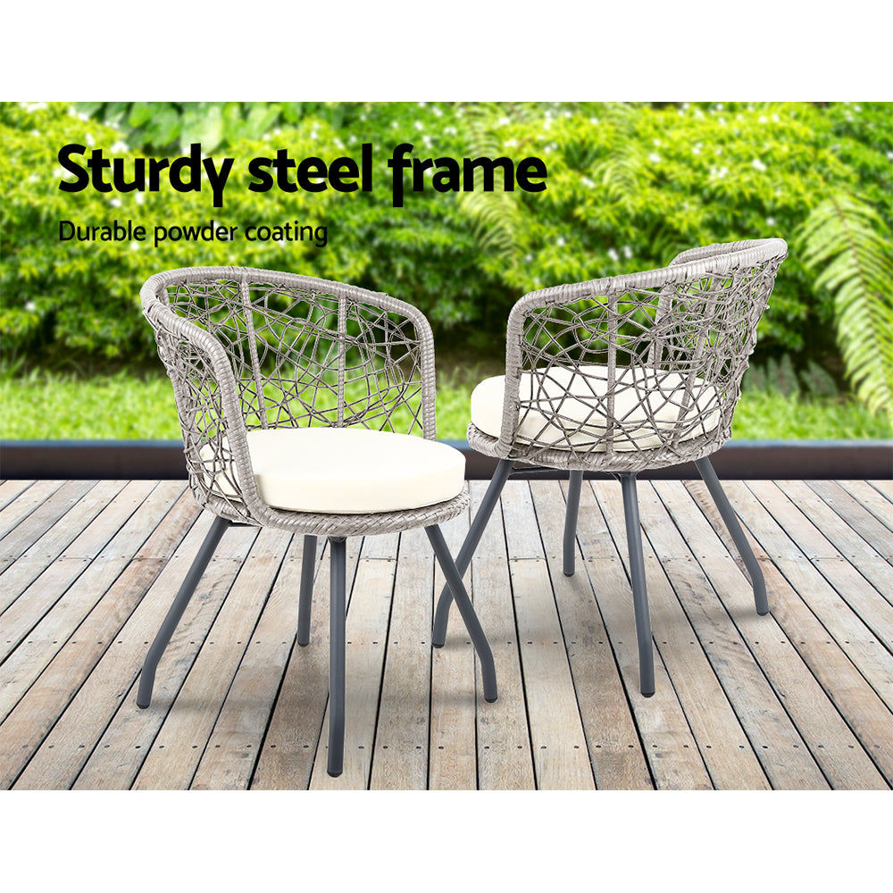 Gardeon Grey 3 Piece Bistro Set