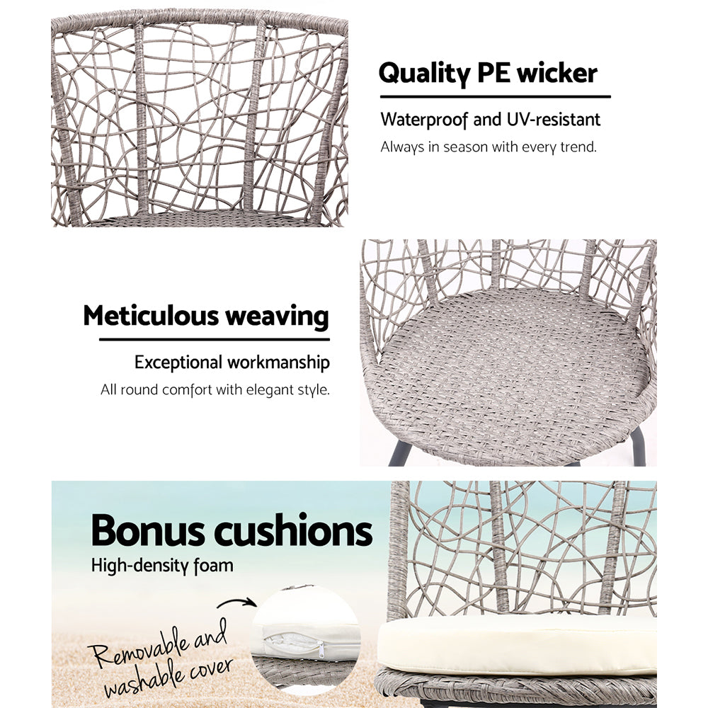 Gardeon Grey 3 Piece Bistro Set