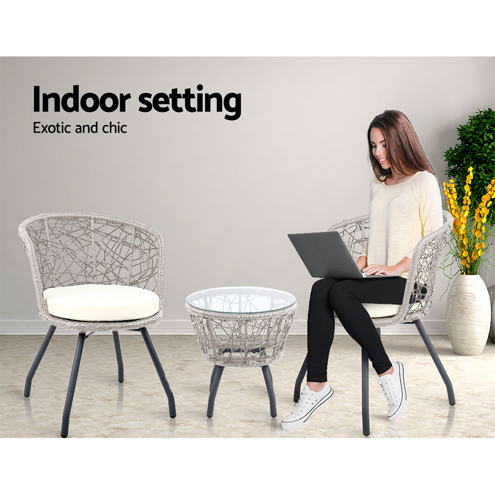Gardeon Grey 3 Piece Bistro Set