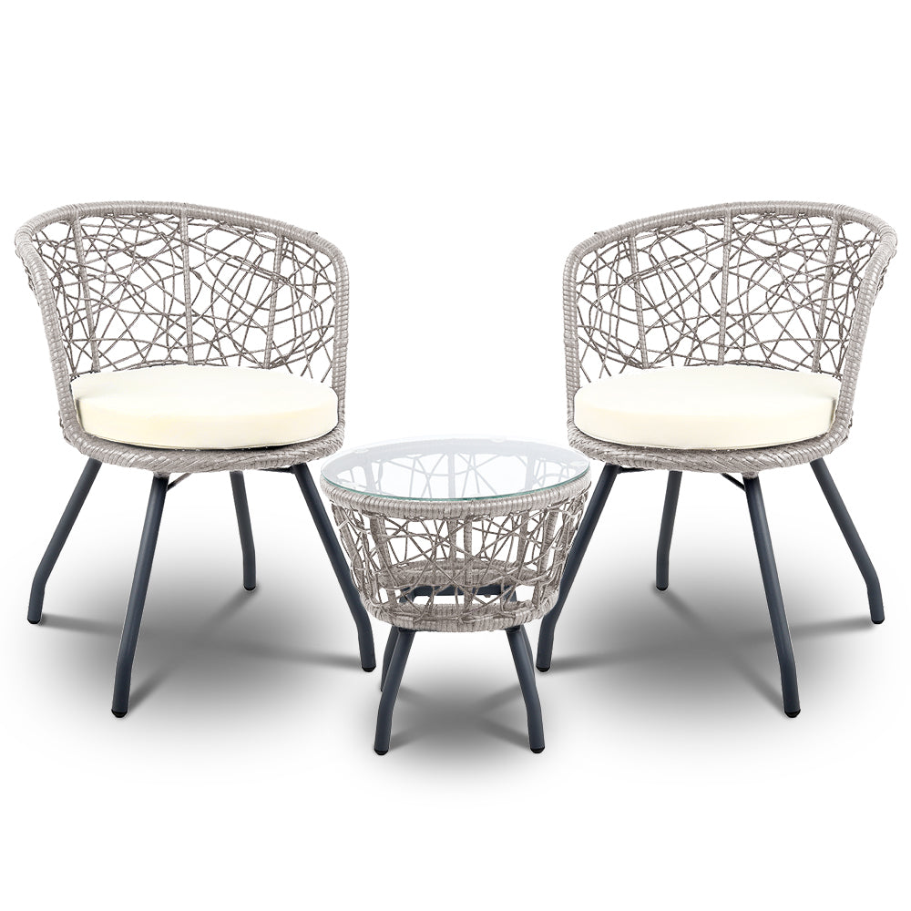 Gardeon Grey 3 Piece Bistro Set