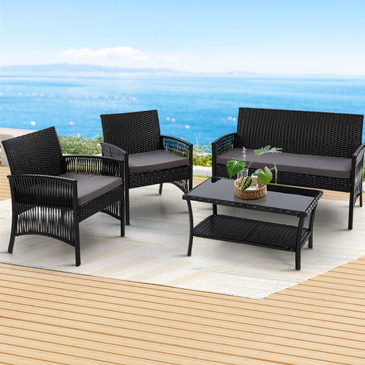 Harp Black 4 Piece Outdoor Sofa Set