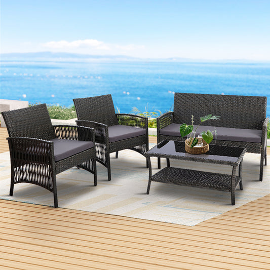 Harp Grey 4 Piece Outdoor Sofa Set