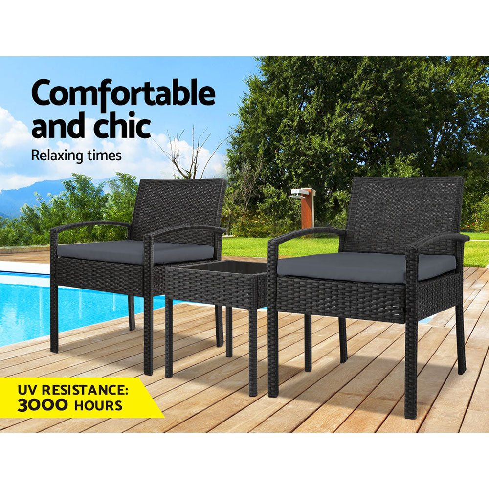 Gardeon Black 3 Piece Bistro Set